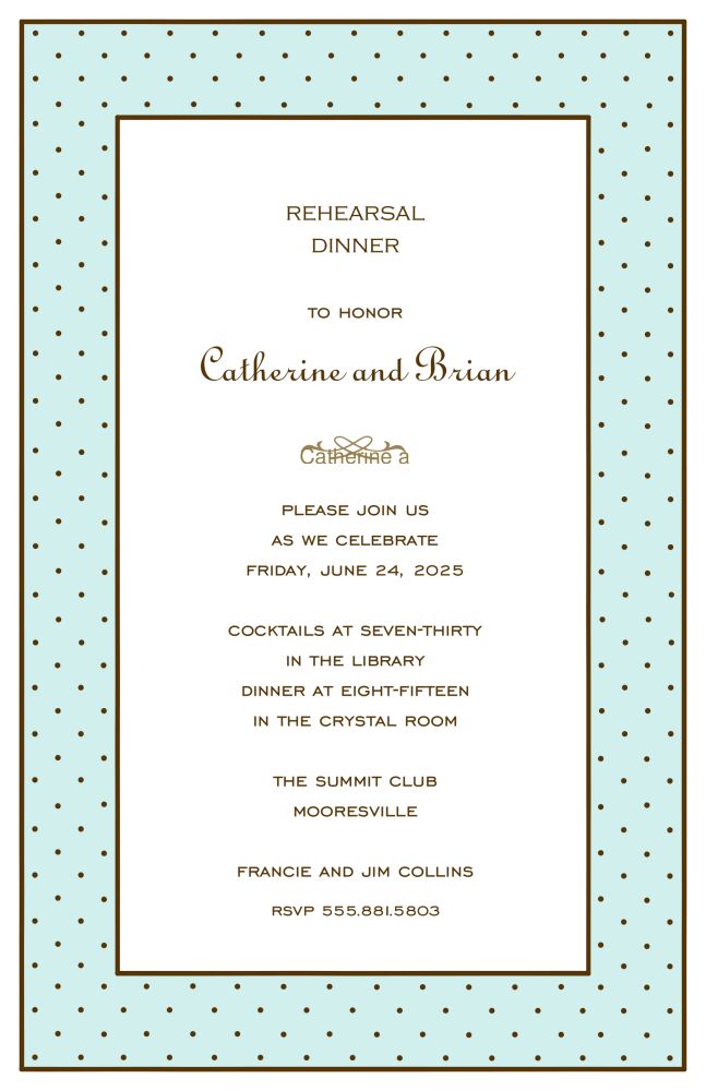 Tiny Dots Chocolate On Aqua Invitation