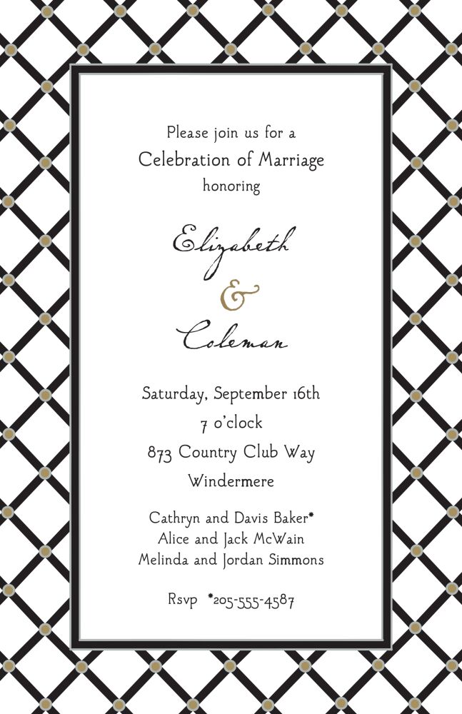 Square Diamonds Black & Taupe Invitation