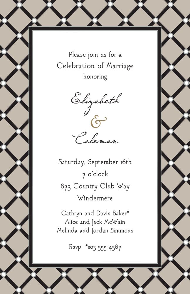 Square Diamonds Taupe Invitation