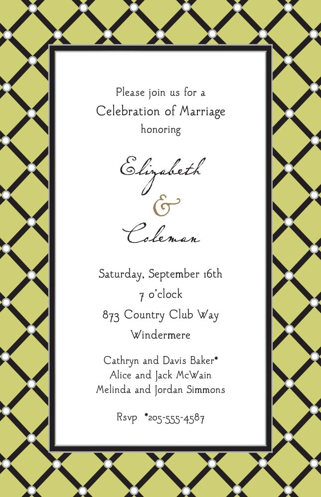 Square Diamonds Olive Invitation