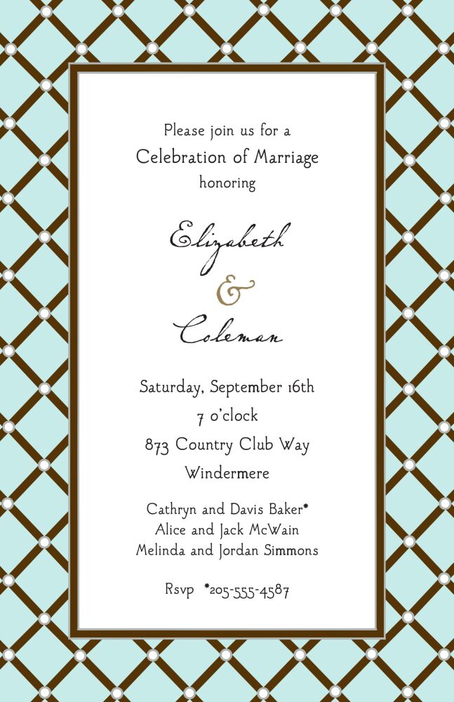 Square Diamonds Aqua Invitation