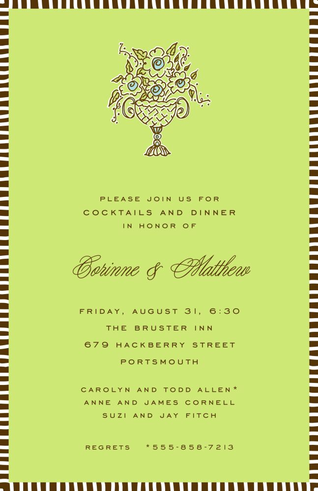 Striped Edge Chocolate On Lime Invitation