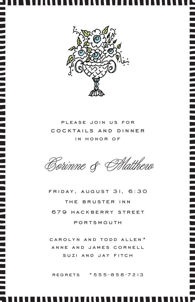 Striped Edge Black Invitation