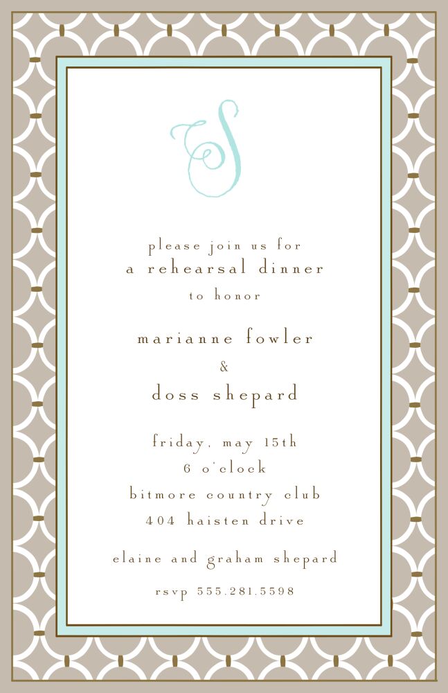 Circle Chain Taupe & Aqua Invitation