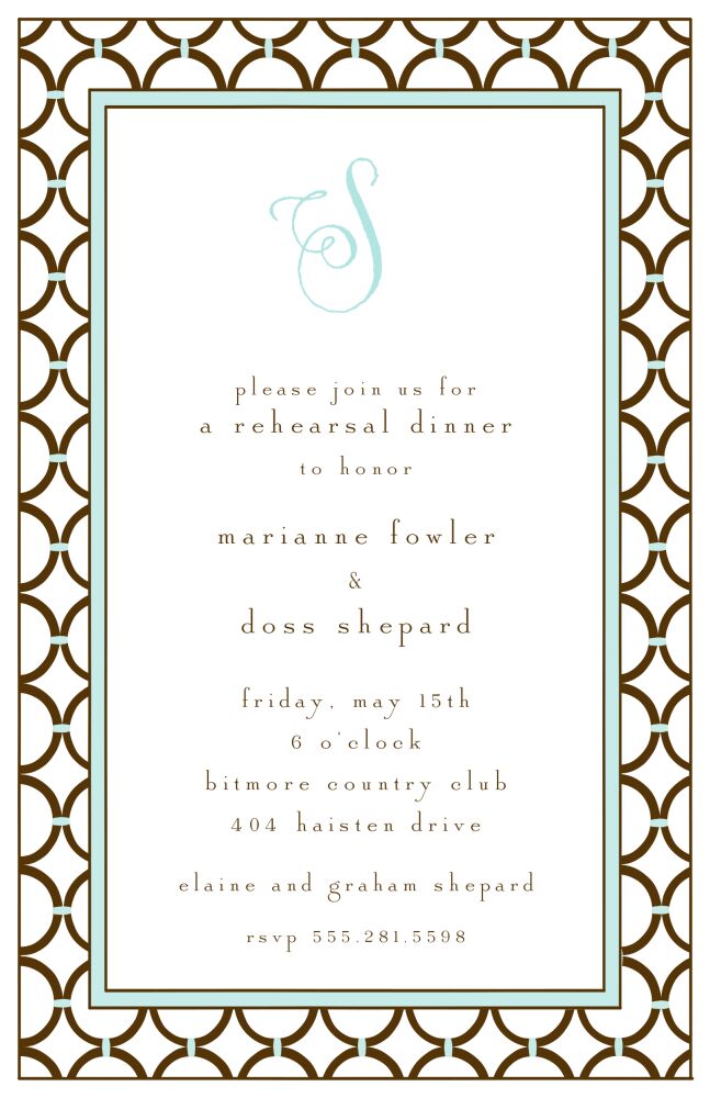Circle Chain Taupe & Aqua Invitation