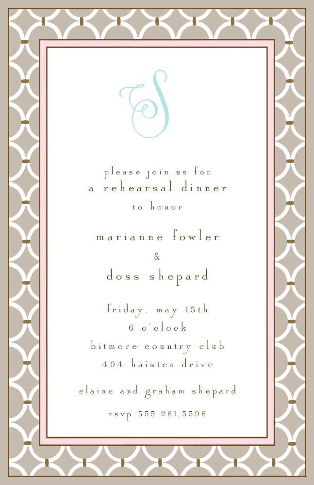 Circle Chain Taupe & Pink Invitation