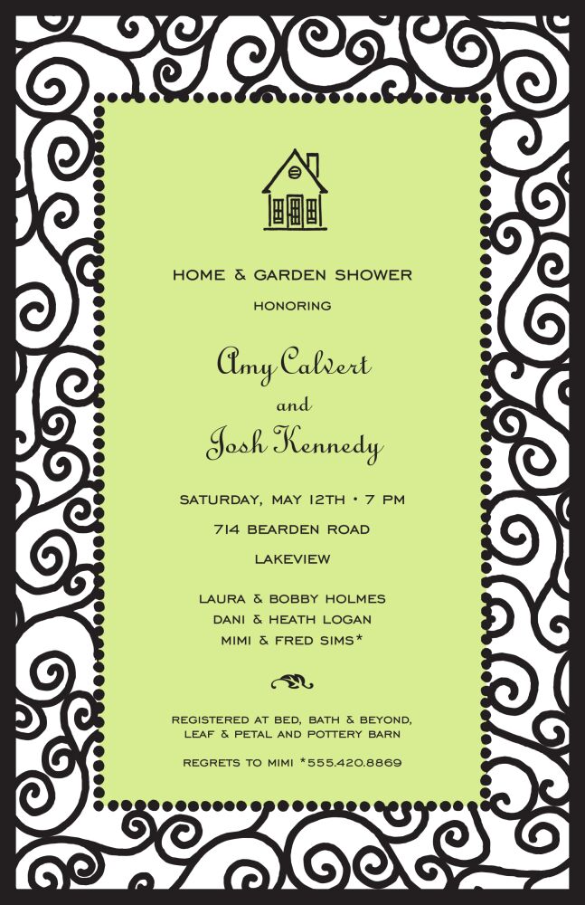 Scrollwork Lime Invitation