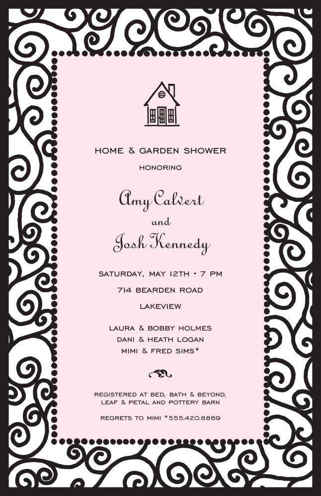 Scrollwork Pink Invitation