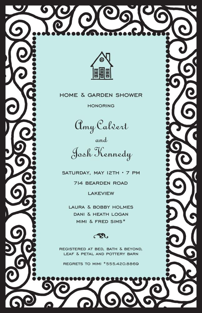 Scrollwork Aqua Invitation