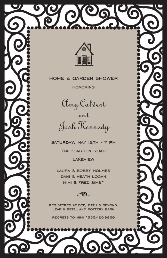 Scrollwork Taupe Invitation