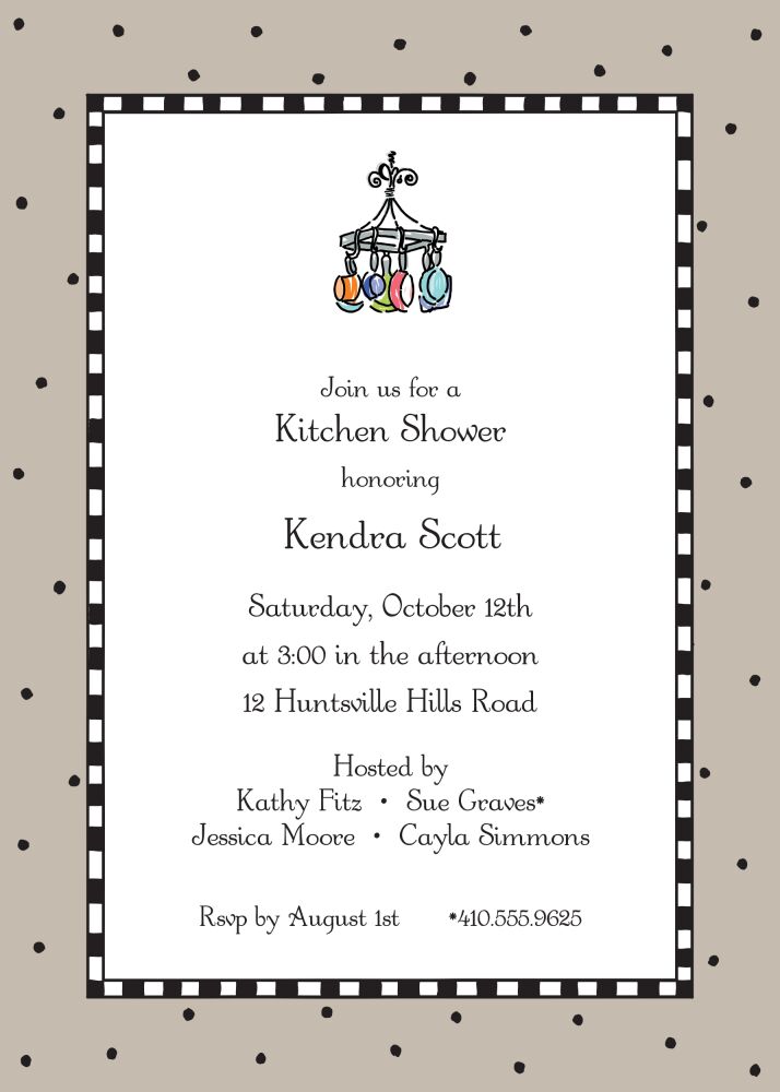 Checks & Dots Taupe Invitation