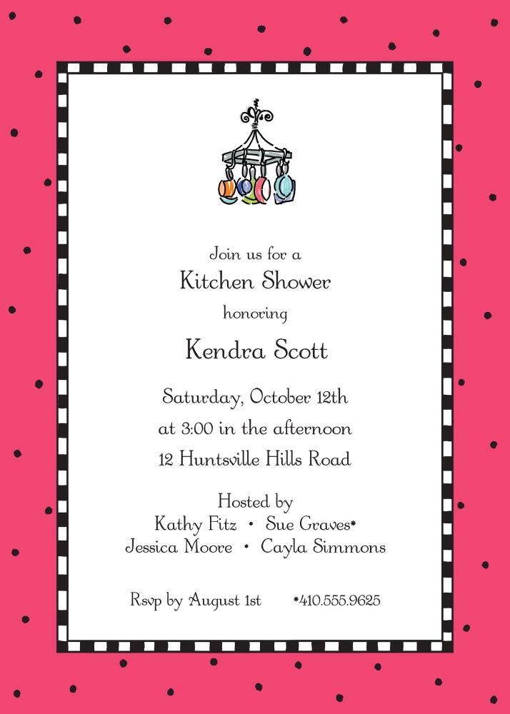 Checks & Dots Coral Invitation