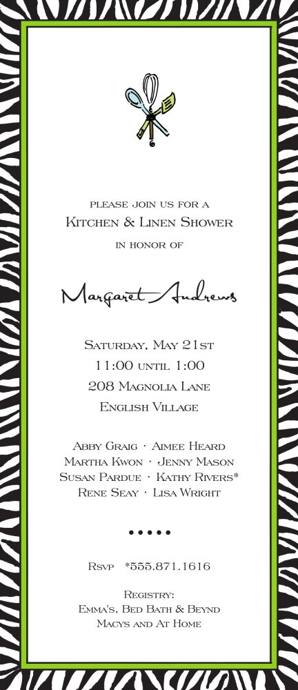Zebra Edge Black & Lime Border Invitation
