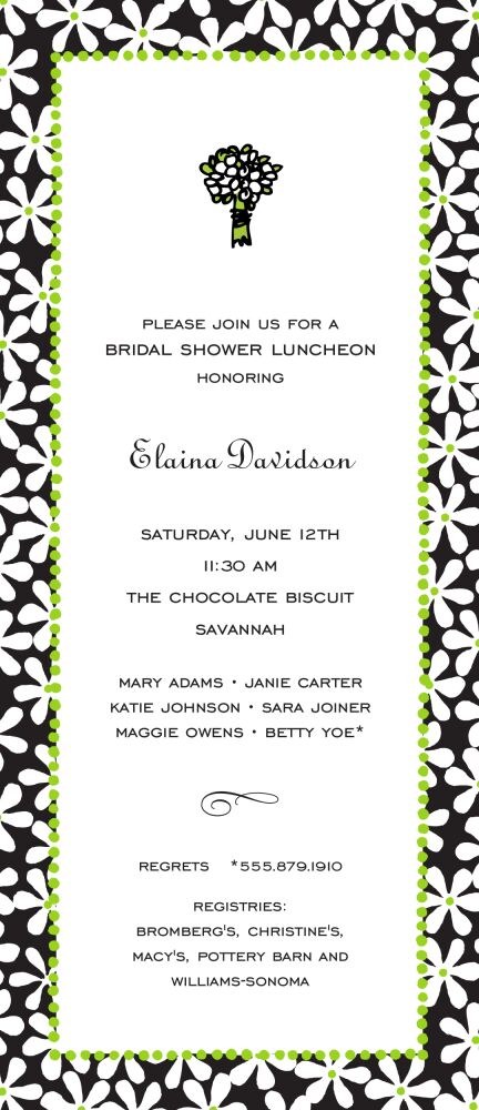 Fun Daisies Lime & Black Invitation