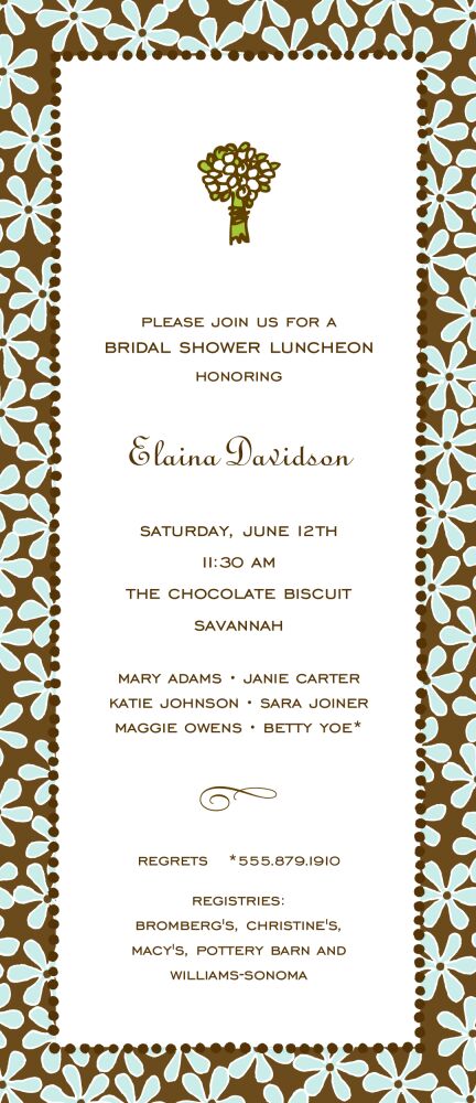 Fun Daisies Aqua & Chocolate Invitation