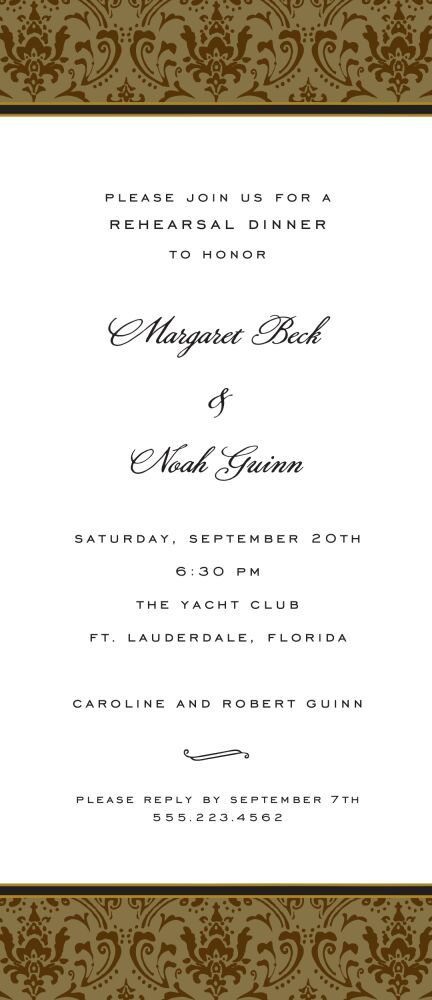 Damask Chocolate On Chocolate Invitation