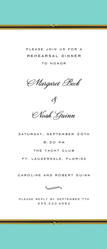 Vintage Border Dark Aqua Invitation