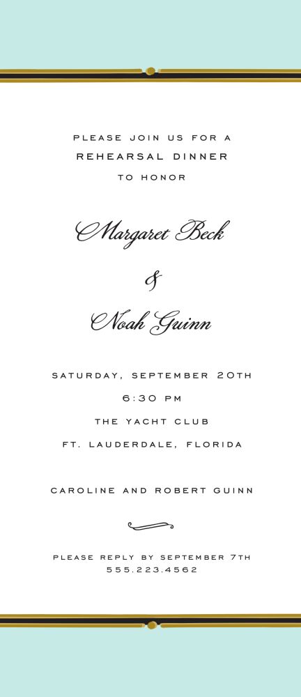 Vintage Border Aqua Invitation