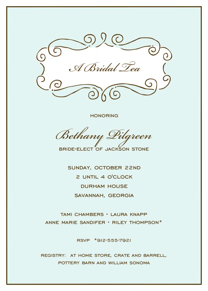 Curly Frame Aqua Invitation