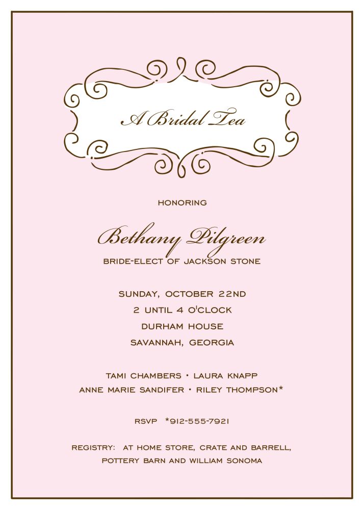 Curly Frame Pink & Chocolate Invitation