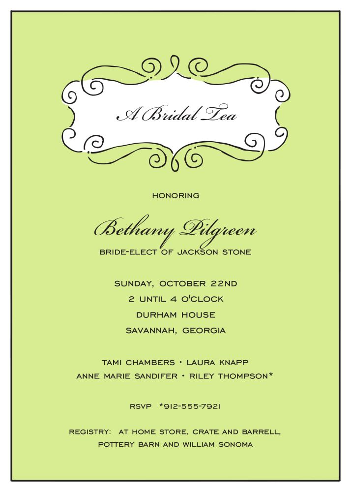 Curly Frame Lime Invitation