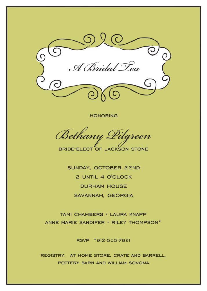 Curly Frame Olive Invitation