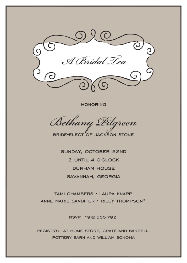 Curly Frame Taupe Invitation