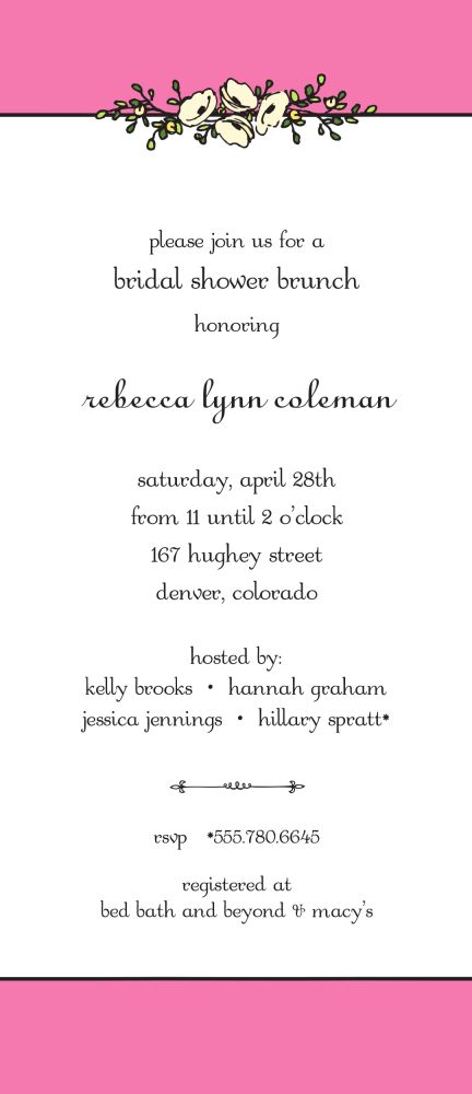 Floral Garland Deep Pink Invitation