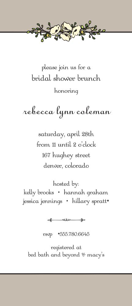Floral Garland Taupe Invitation