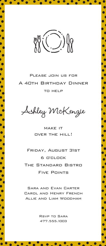 Dotted Edge Bright Gold & Black Invitation