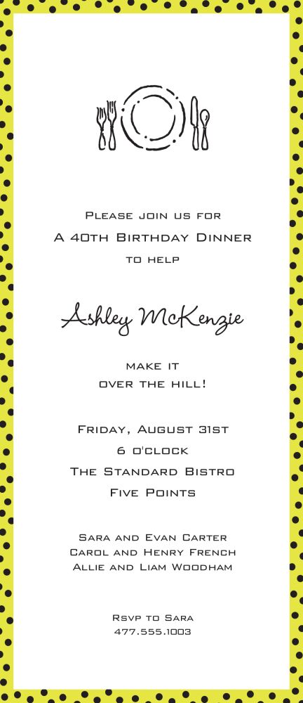 Dotted Edge Limeade & Black Invitation