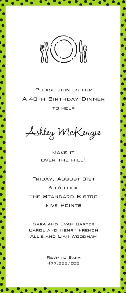 Dotted Edge Lime & Black Invitation