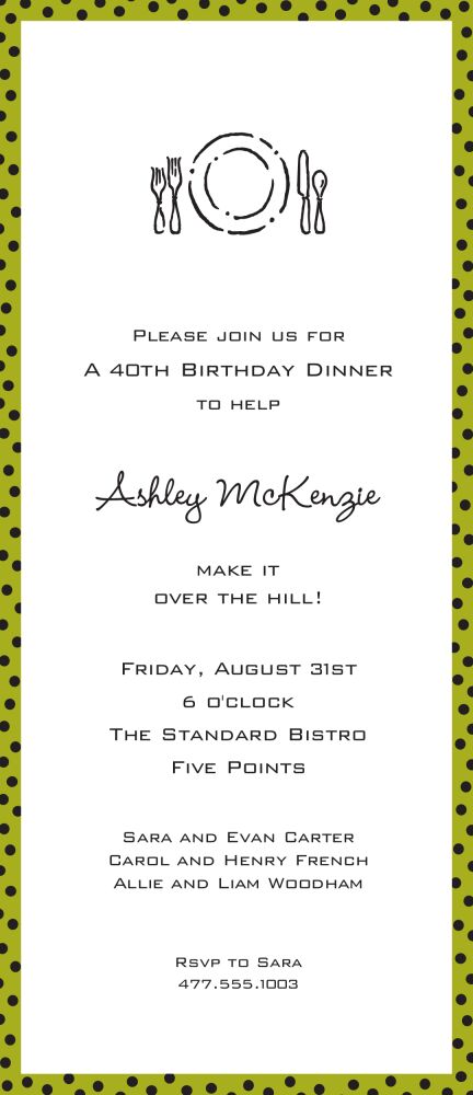 Dotted Edge Olive & Black Invitation