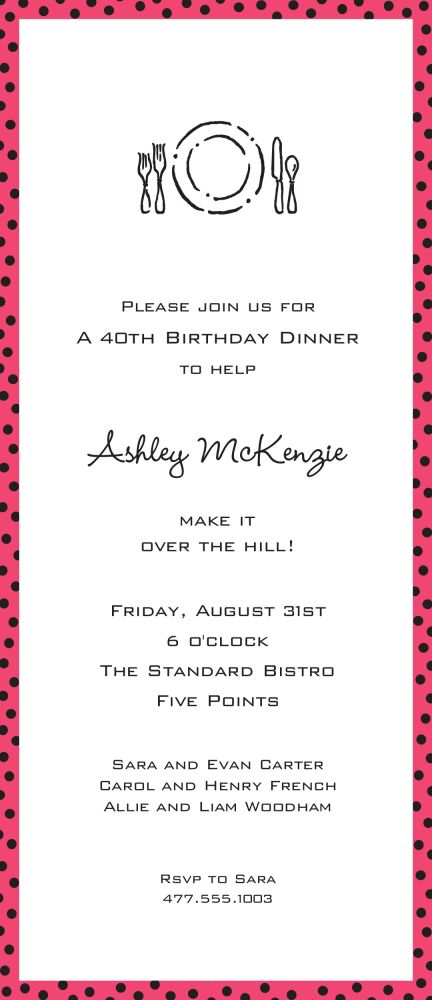 Dotted Edge Coral & Black Invitation