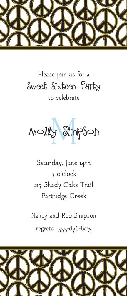 Peace Signs Black Invitation