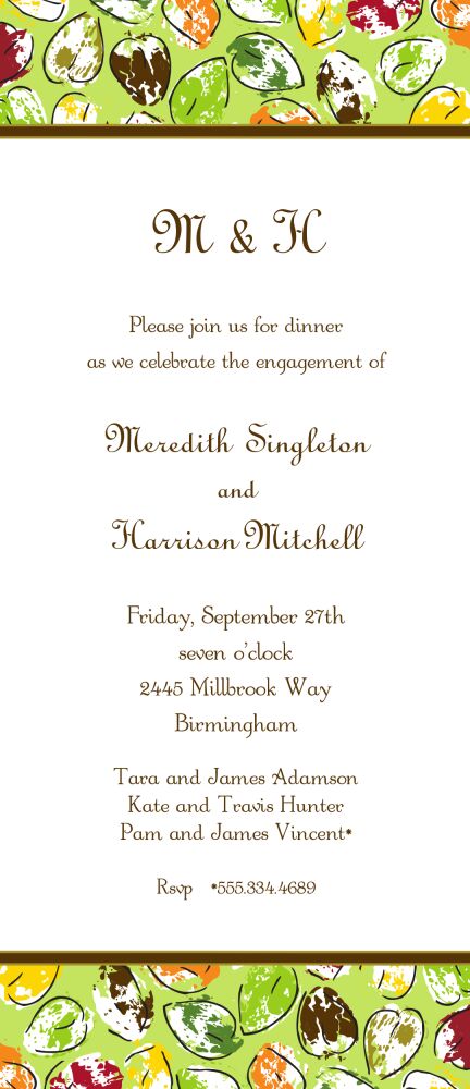 Painted Leaves Lime Invitation