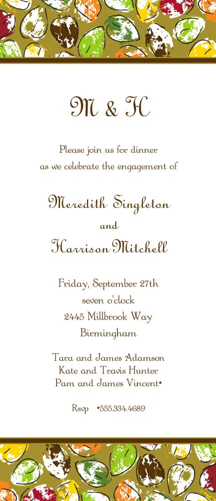 Painted Leaves Gold Invitation