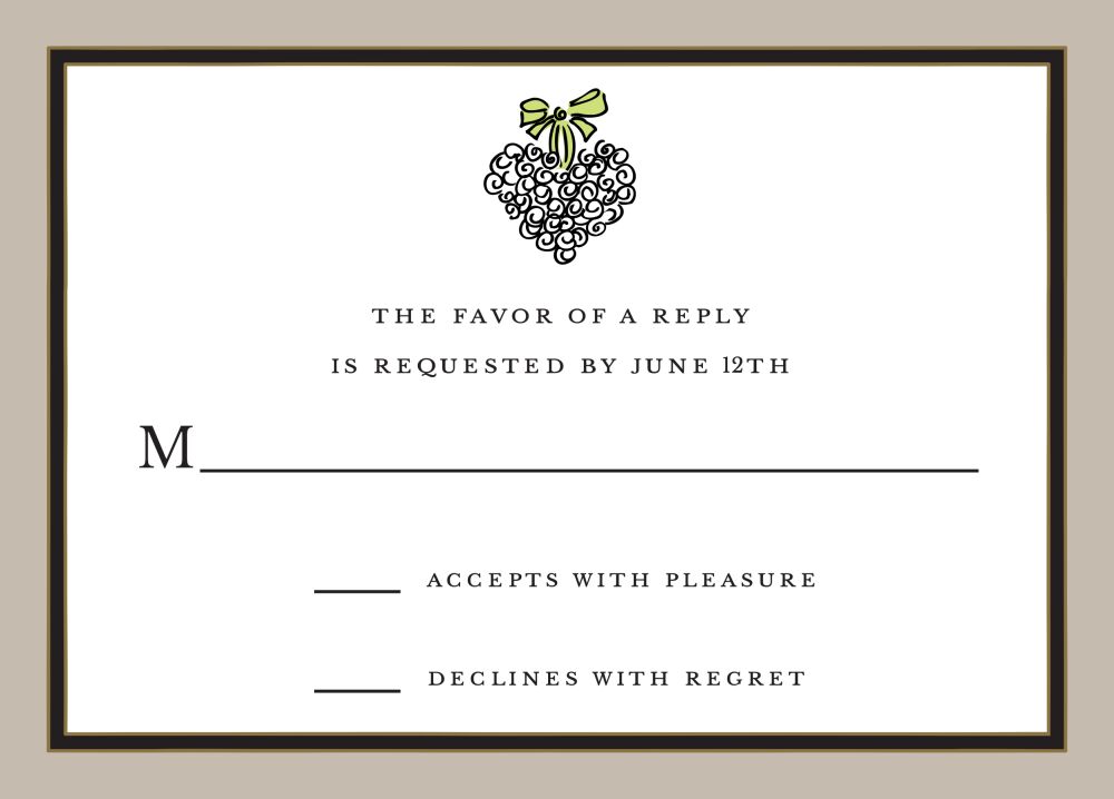 Taupe Edge & Black Border Reply Card