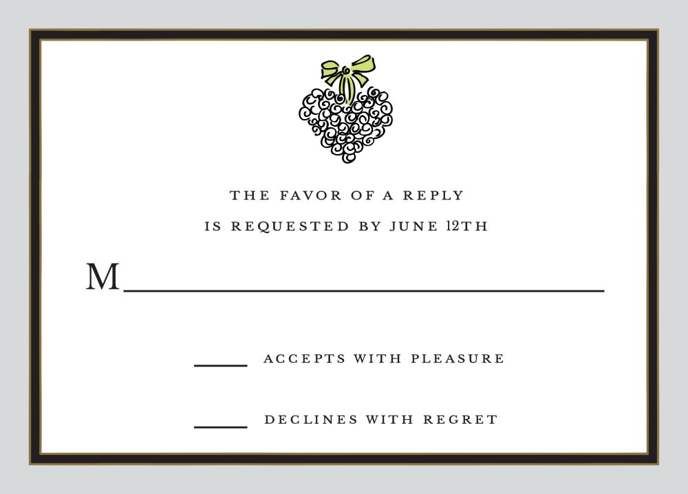 Silver Edge & Black Border Reply Card