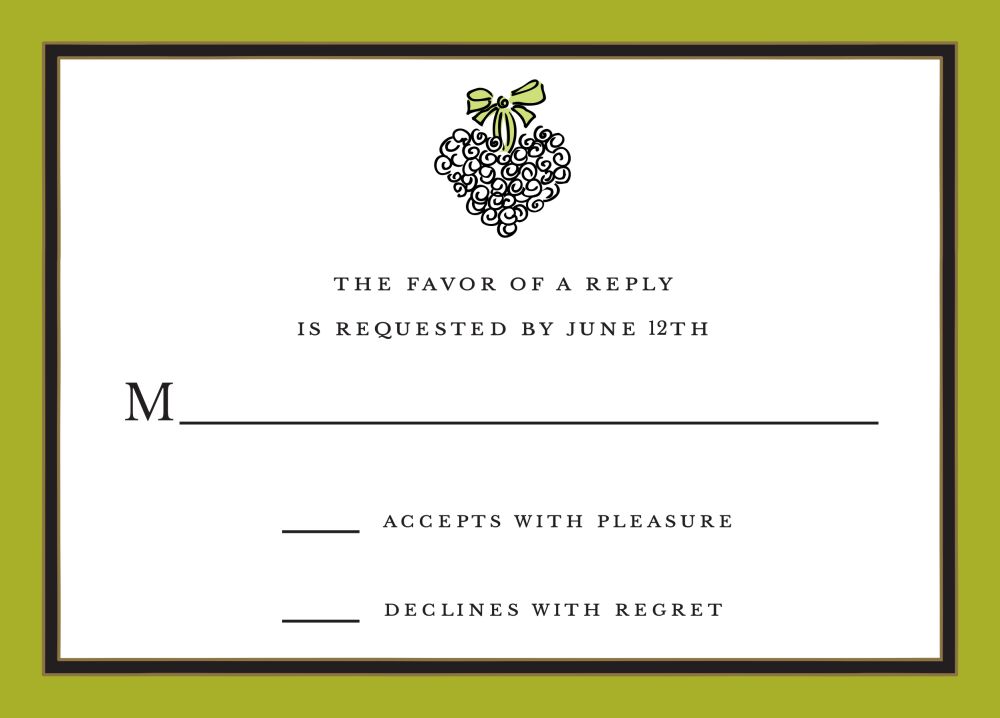 Olive Edge & Black Border Reply Card