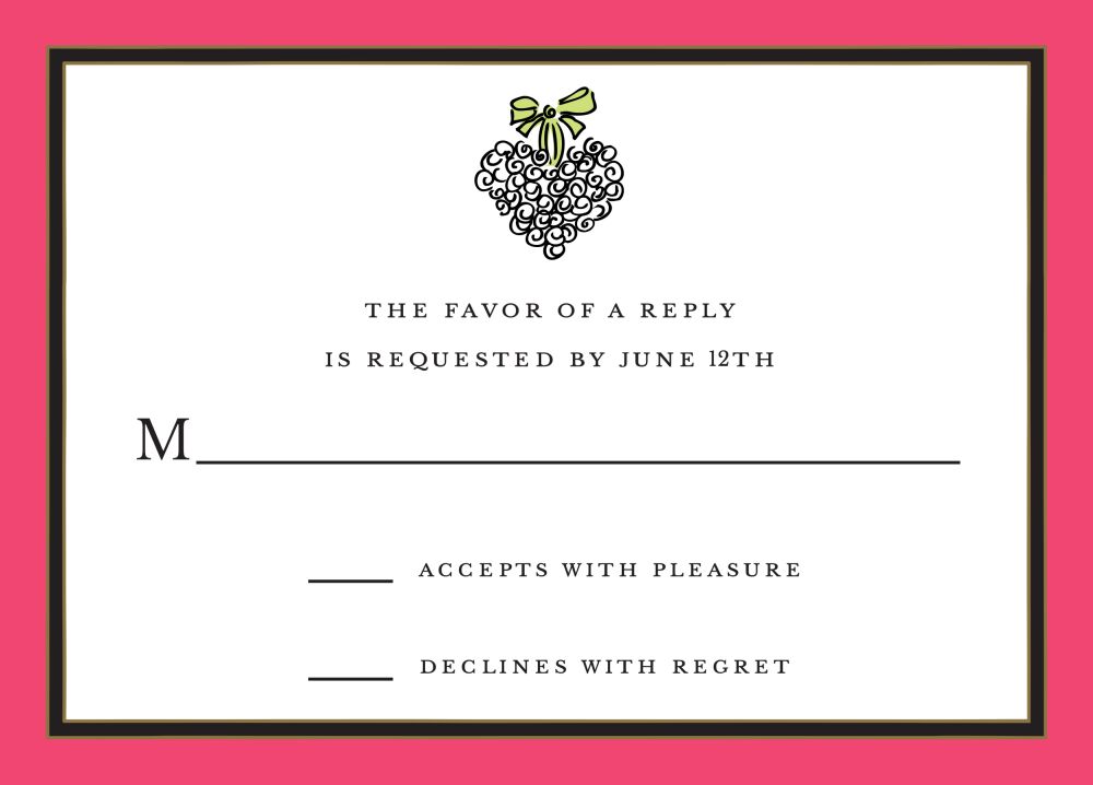 Coral Edge & Black Border Reply Card