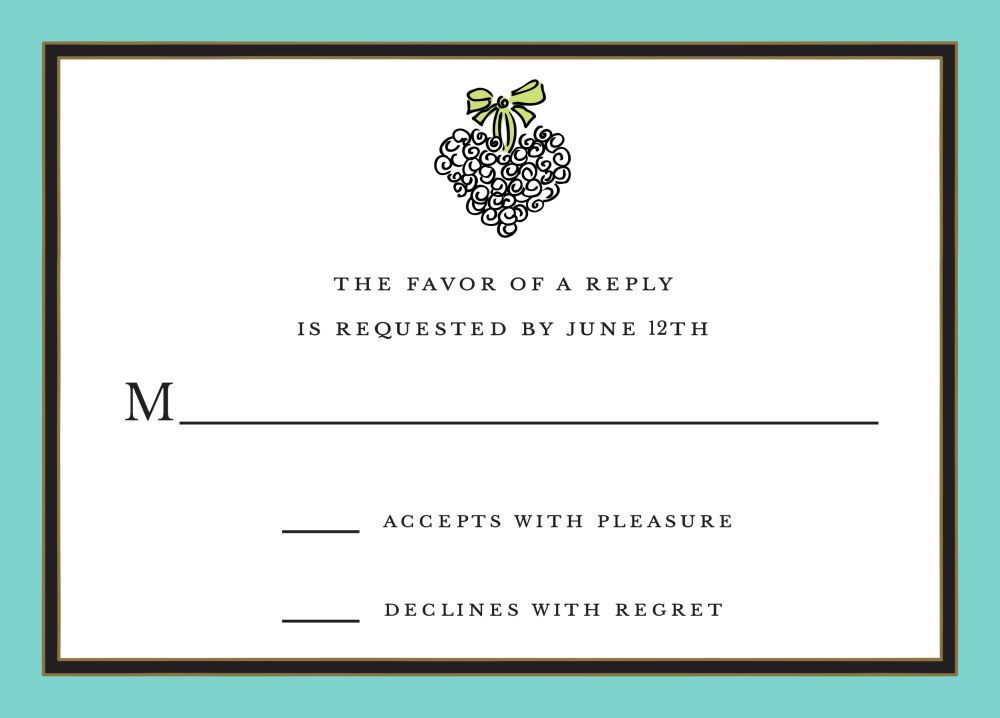 Dark Aqua Edge & Black Border Reply Card