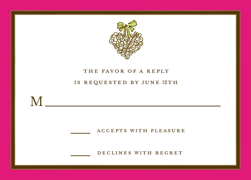 Hot Pink Edge & Chocolate Border Reply Card