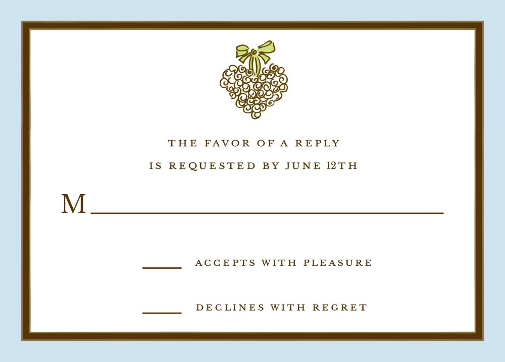 Blue Edge & Chocolate Border Reply Card