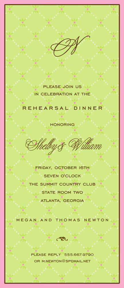 Fleur De Lis Pink & Lime Invitation