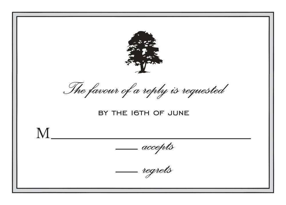 Simple Border Silver Reply Card