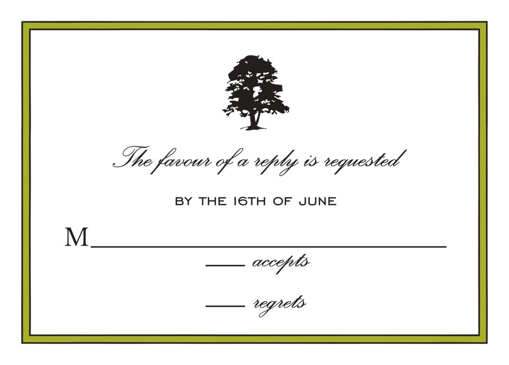 Simple Border Olive Reply Card