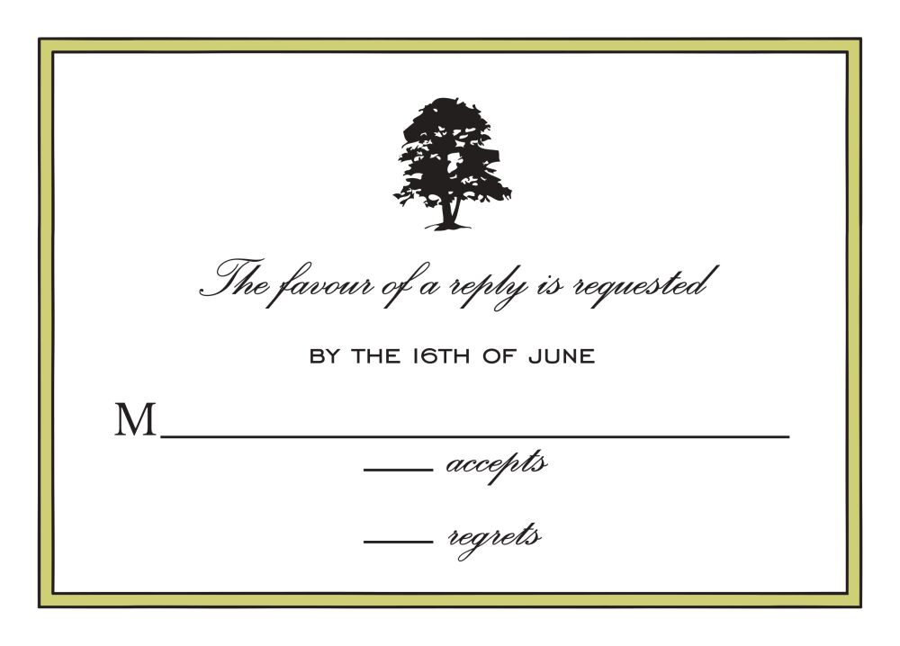 Simple Border Light Olive Reply Card