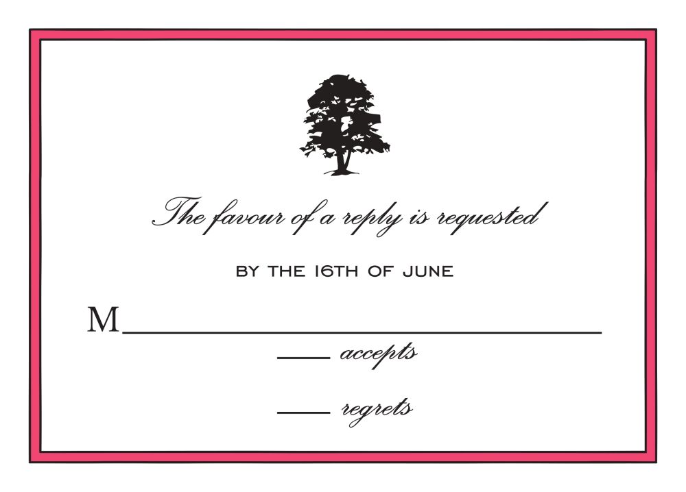 Simple Border Coral Reply Card