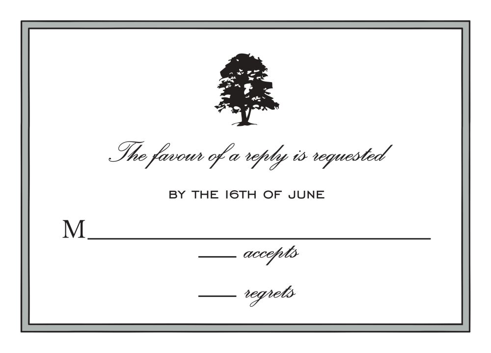 Simple Border Charcoal Reply Card